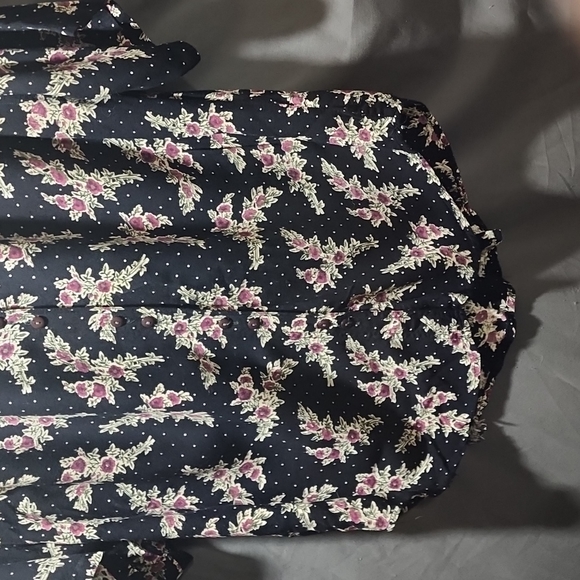 Womens Med Tanza Dark Navy Blue & Pink Floral Button Up - Picture 4 of 7